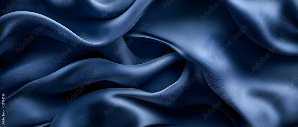 Obraz premium Draped navy blue silk fabric texture