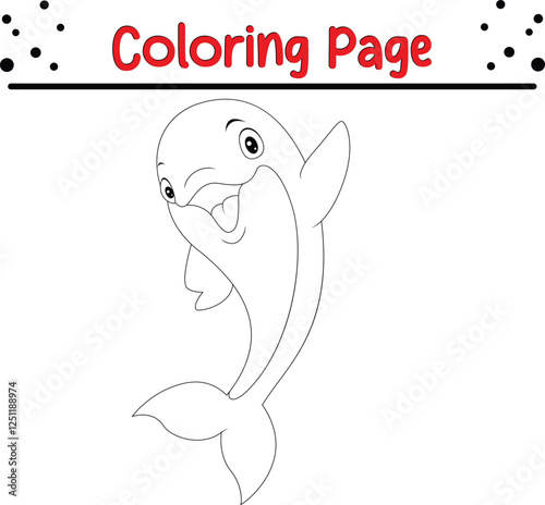 Baby Dolphin coloring page. Sea animal coloring book page