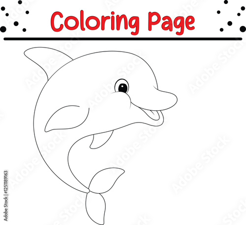 Cute Dolphin coloring page. Sea animal coloring book page