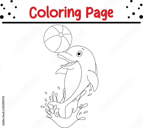 Dolphin coloring page. Sea animal coloring book page