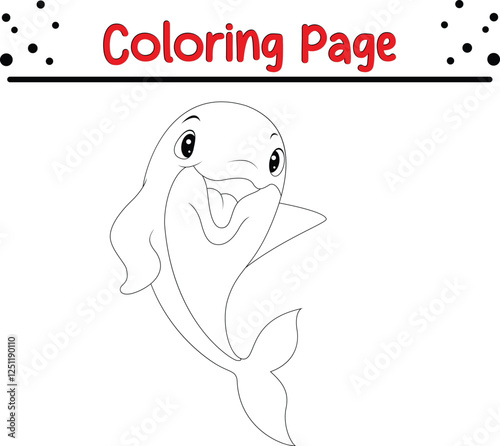 Cute Dolphin coloring page. Sea animal coloring book page