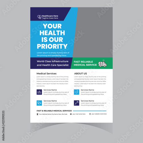 professional medical hospital dental doctor nursing flyer poster brochure banner template design vector 