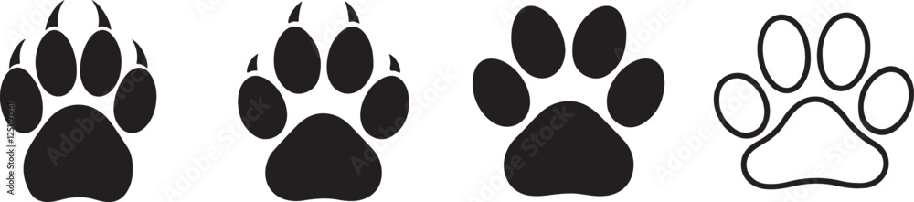 Paw Print Icons: Vector Set, Different Styles Paw Print Icons: Vector Set, Different Styles
