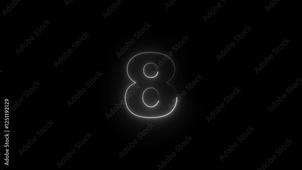 neon glowing text 8 number countdown icon on black background 4k animation. Neon number 8 with alpha channel, Energy red neon 8 number. neon glowing text 8 number countdown icon on black background 4k animation. Neon number 8 with alpha channel, Energy red neon 8 number.