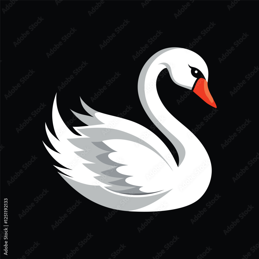 Fototapeta premium white swan design black background.eps