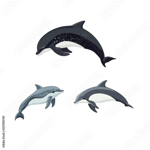 Bottlenose Dolphin Vector Illustration, Marine Animal Design for Ocean Wildlife and Aquatic Life