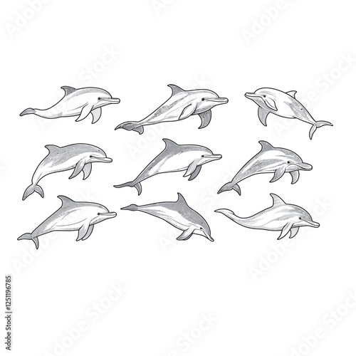 Bottlenose Dolphin Vector Illustration, Marine Animal Design for Ocean Wildlife and Aquatic Life