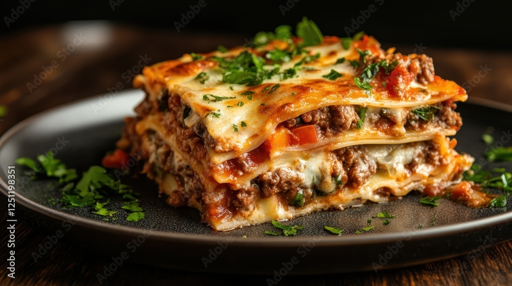 This inviting plate of classic meat lasagna features layers of beef, cheese, and tomato sauce, creating a hearty meal that is sure to satisfy your appetite for comfort food. This inviting plate of classic meat lasagna features layers of beef, cheese, and tomato sauce, creating a hearty meal that is sure to satisfy your appetite for comfort food.