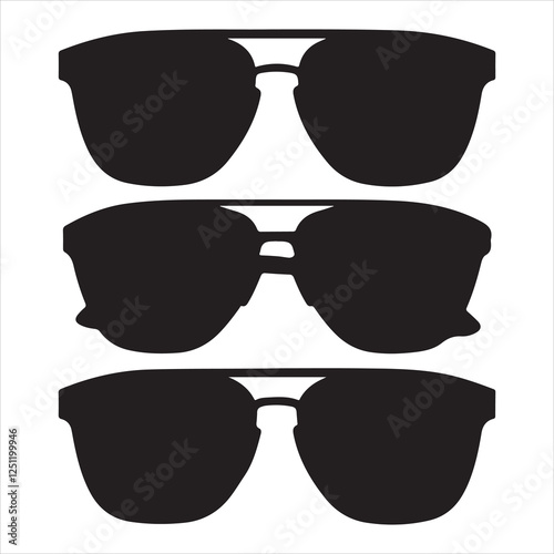 set of black vector VARIOUS SUMMER SUNGLASS, palm trees summer sunglasses silhouette