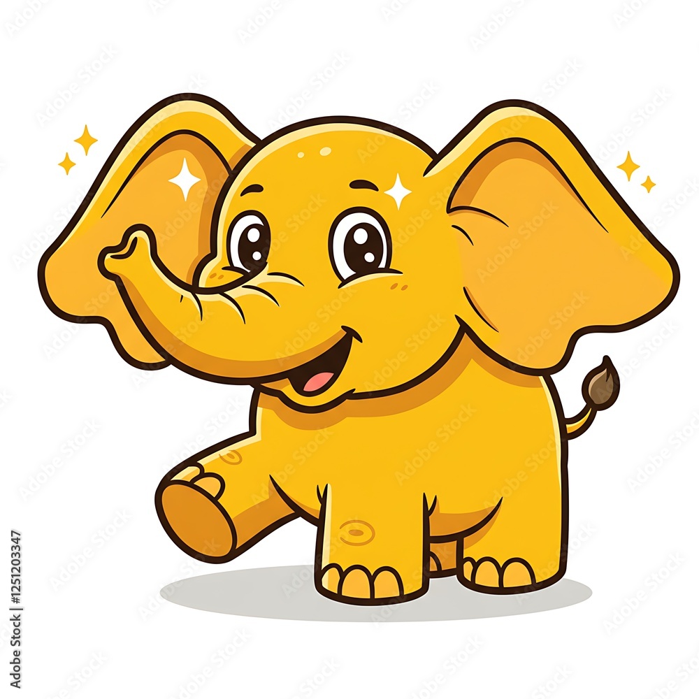 Cartoon happy elephant on white background
Cartoon happy elephant on white background