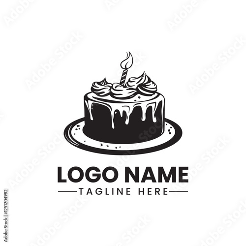 cake logo vector black simple icon on white background