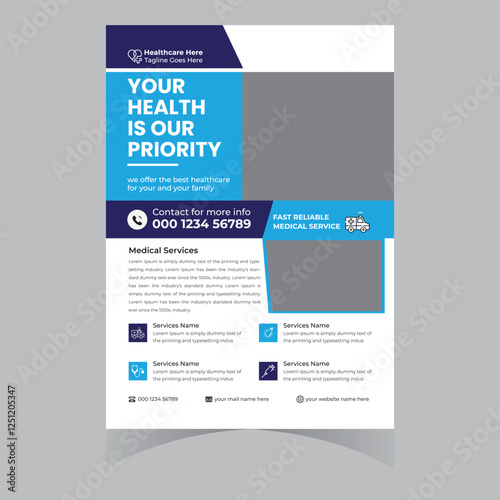 professional medical hospital dental doctor nursing flyer poster brochure banner template design vector 