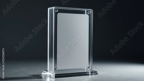 Obraz na płótnie A clear acrylic display case for showcasing a trading card, with a sleek and modern design. w salonie