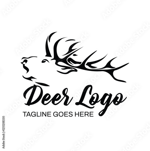 MAGESTIC DEER WITH HORNS LOGO VECTOR