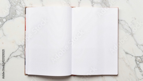 A5 notebook mockup on marble surface with soft daylight, creativity
