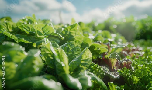 Growing salad vegetables using Smart Farm, including green oak, red oak, fresh, non-toxic vegetables.
