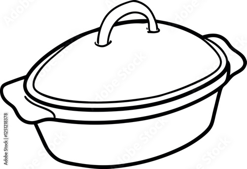 Casseroles outline coloring page vector