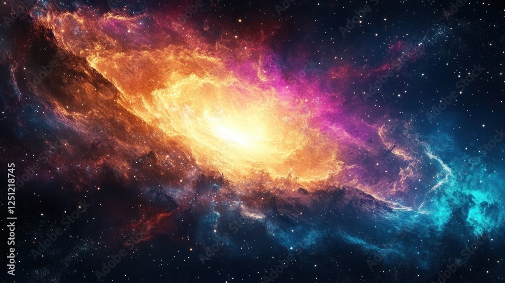 Fototapeta premium Galactic Nebula Explosion Starry Space Universe Abstract Digital Art