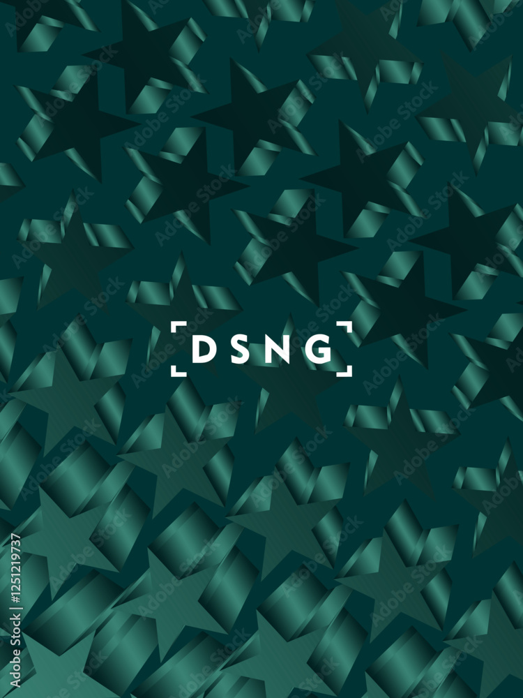 Fototapeta premium Modern green background with luxury 3d abstract star pattern. Modern shiny green stars pattern. Futuristic technology concept, suitable for covers, posters, banners, brochures, websites, etc.