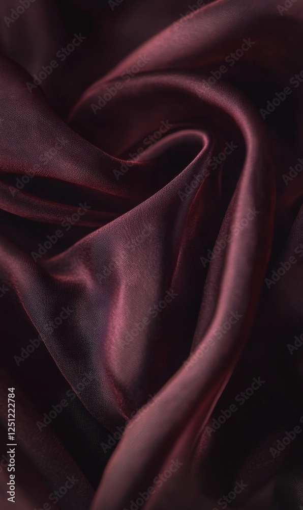 Fototapeta premium Elegant flowing crimson textile showcasing soft folds and subtle shimmer design detail