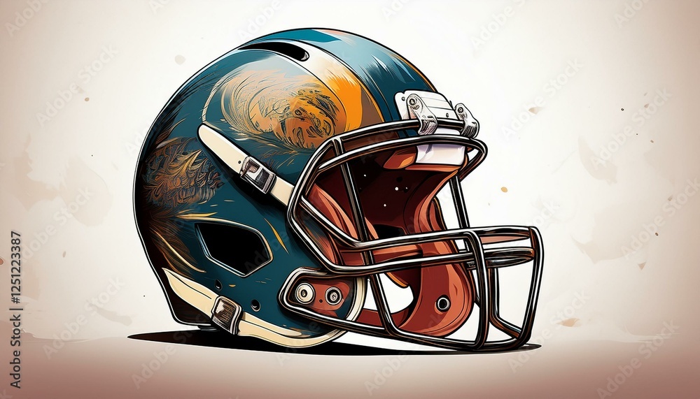 Fototapeta premium simple american football helmet on white background