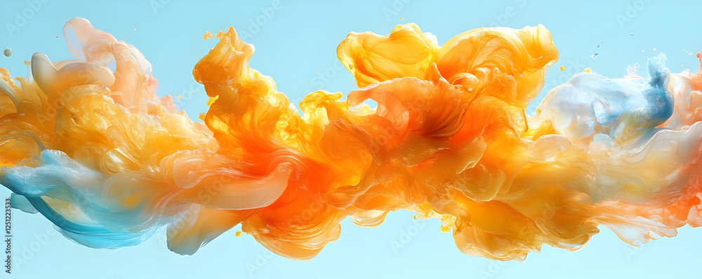 Orange, blue ink swirls, liquid, abstract, background, design Orange, blue ink swirls, liquid, abstract, background, design