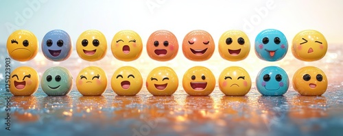 Vibrant Emoji Collage with Diverse Expressions for Emotions and Reactions