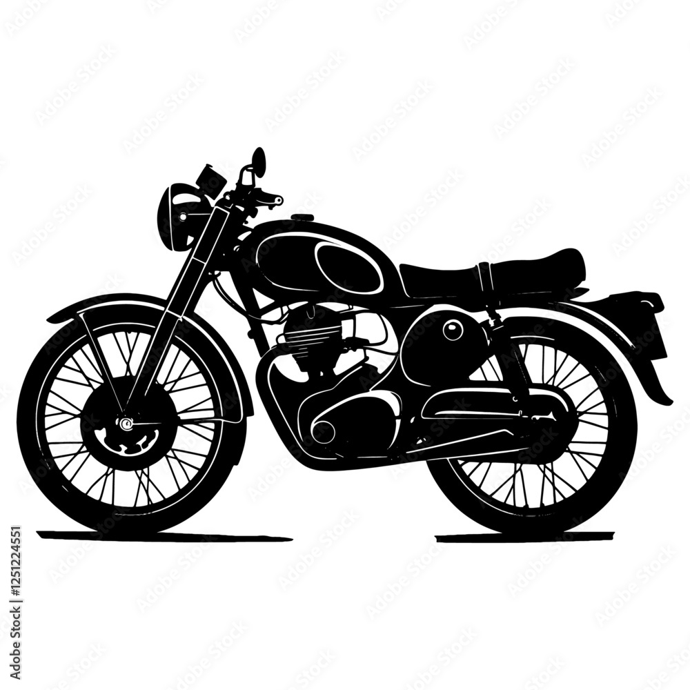 Fototapeta premium Bold Classic Motorcycle Silhouette in Bold Outline on White Background.a modern motorcycle silhouette illustration art.