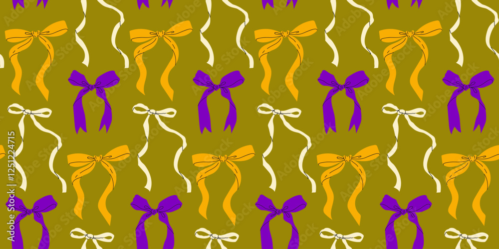 Colorful ribbon pattern on a brown background showcasing various styles and arrangements Colorful ribbon pattern on a brown background showcasing various styles and arrangements