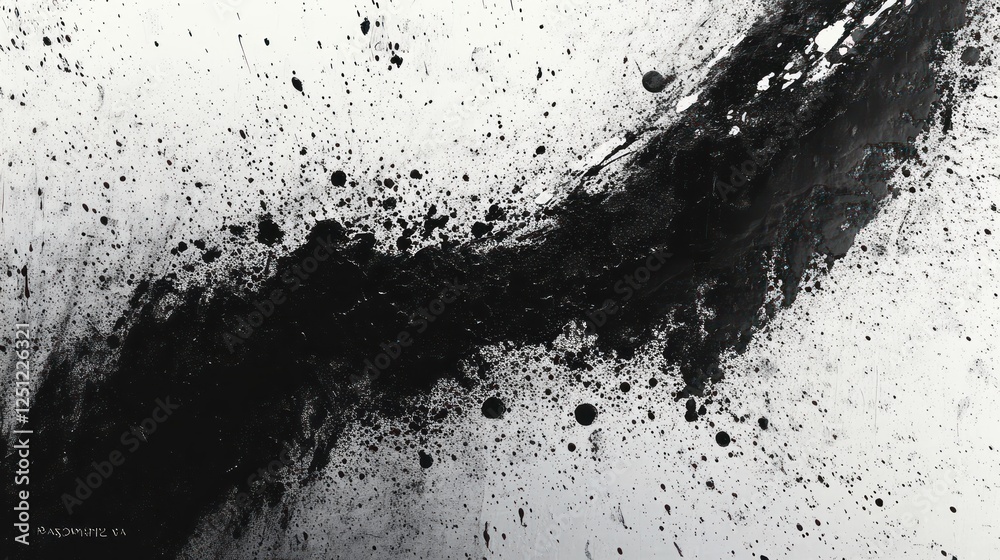 Fototapeta premium Dynamic Black and White Abstract Composition with Grunge Texture and Splatters