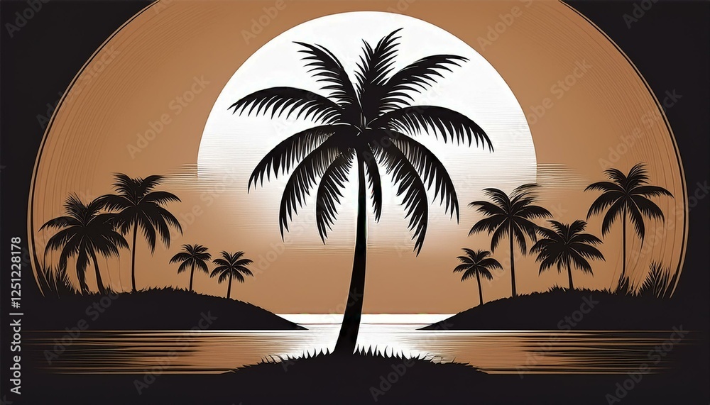 Obraz premium coconut tree silhouette illustration