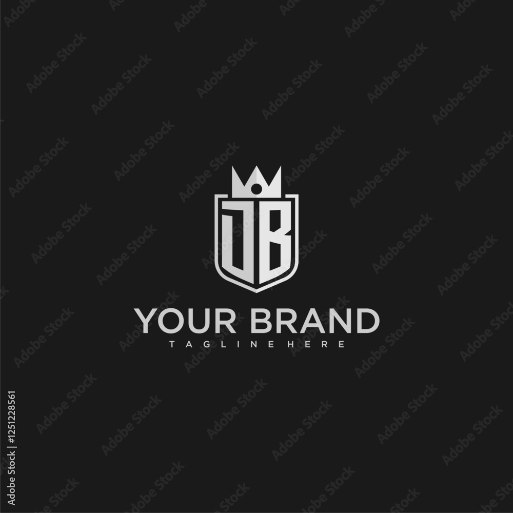 DB initial monogram shield and crown vector image DB initial monogram shield and crown vector image