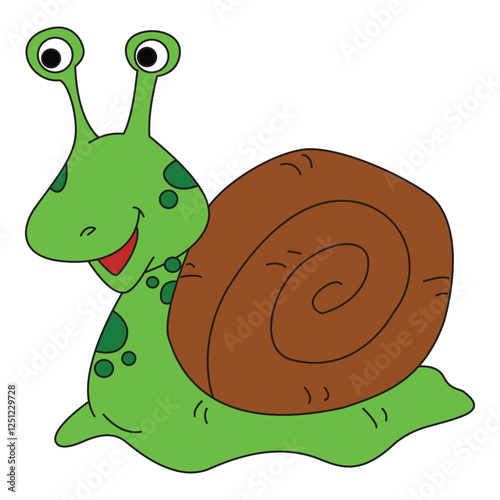 Green snail isolated on white background