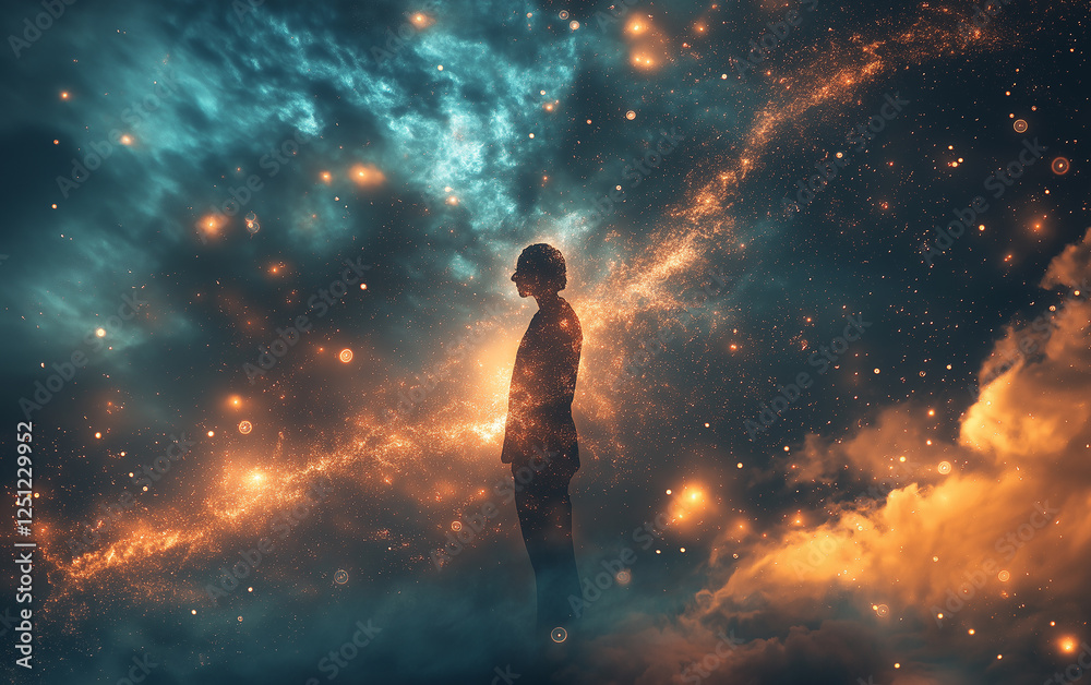 Fototapeta premium ai, digital, data, Future city, robot, humanoid, humanism, messiah, brain science, psychology, mind, prophecy, salvation, cyborg