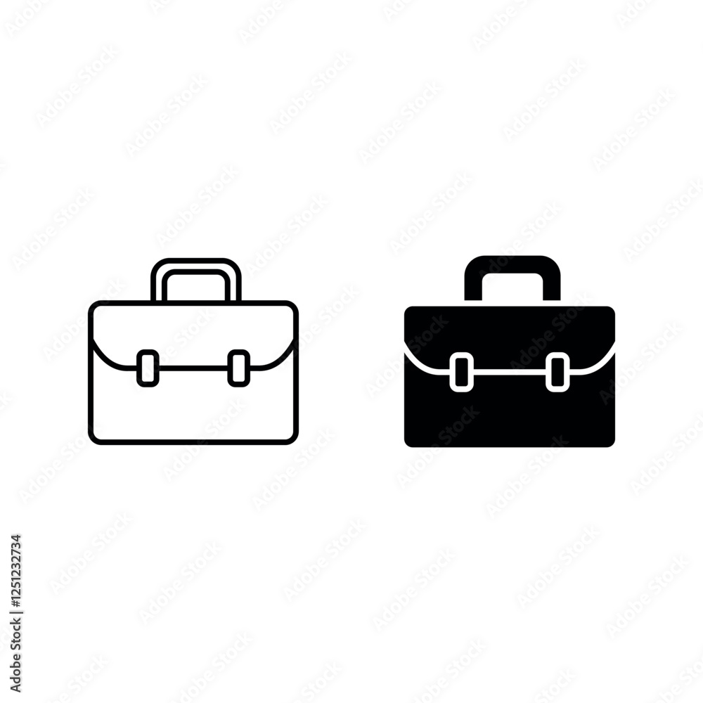 Briefcase icon set color editable on white background Briefcase icon set color editable on white background