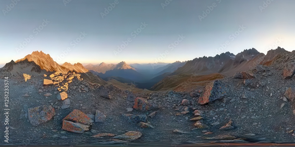 Obraz premium Majestic Mountain Range Sunrise Panorama