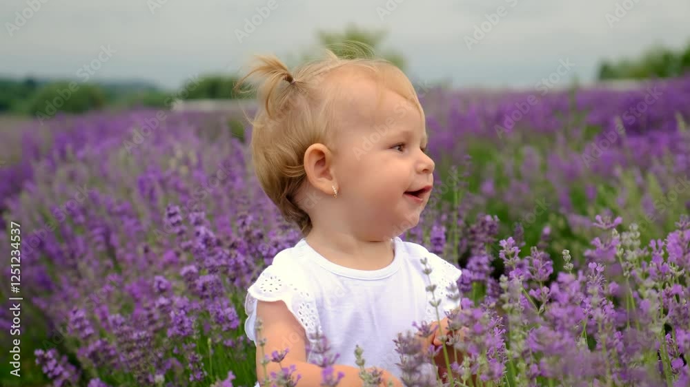 Child in a lavender field. Selective focus. Child in a lavender field. Selective focus.