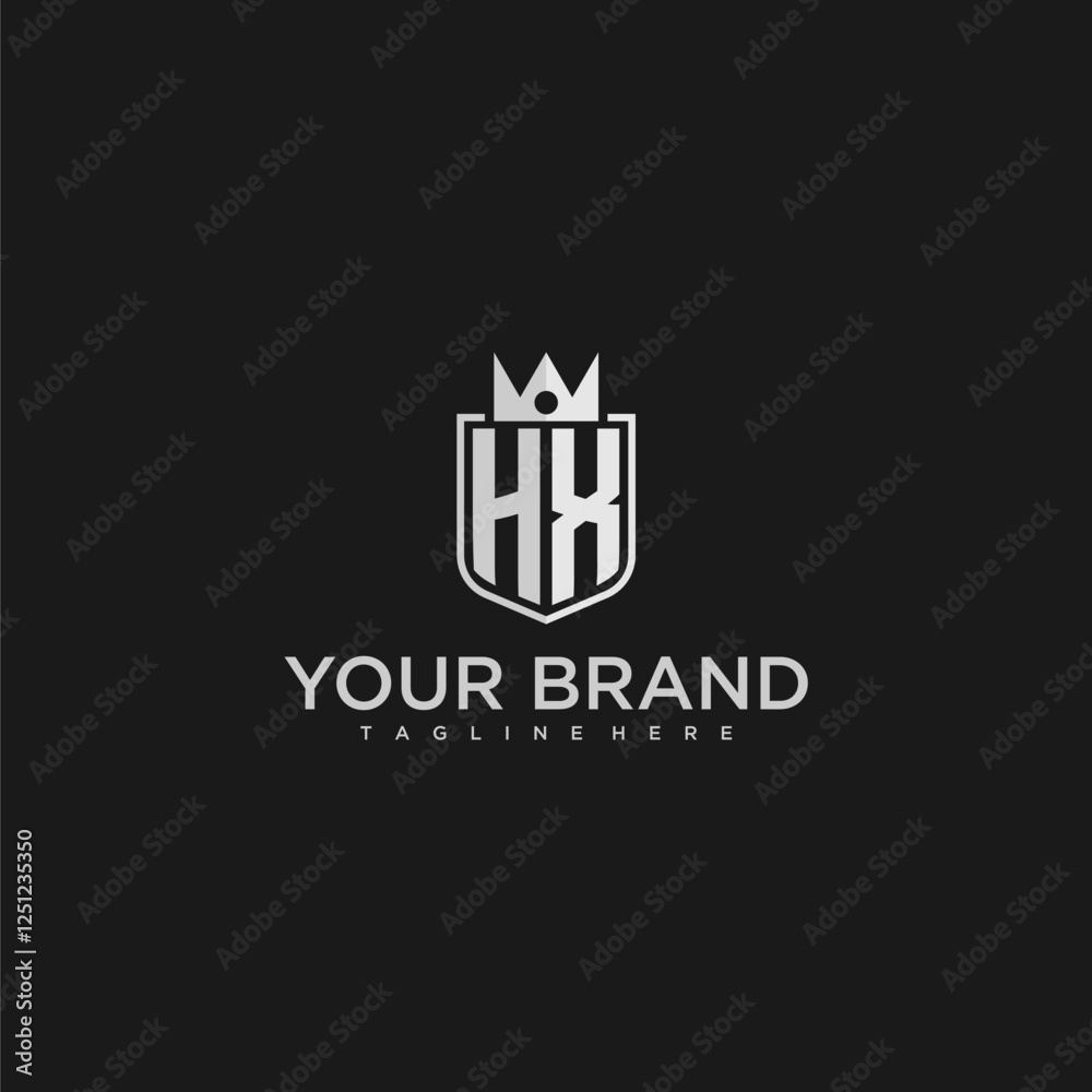 HX initial monogram shield and crown vector image HX initial monogram shield and crown vector image