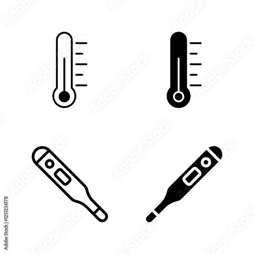 Thermometer icon set color editable on white background