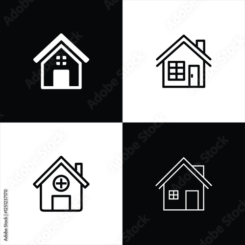 Modern Minimal Home Icon. Simple House Vector for Real Estate & Design.