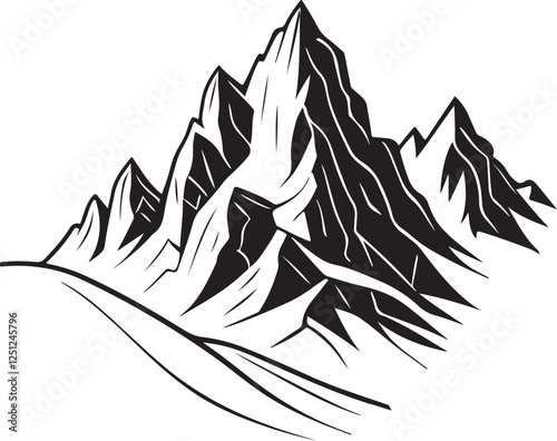 Black Mountain Range Landscape Illustration