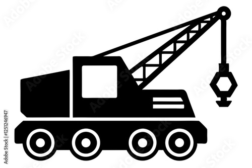Mobile crane machine vector, mobile crane crawler heavy vehicles silhouette vector 