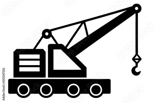 Mobile crane machine vector, mobile crane crawler heavy vehicles silhouette vector 