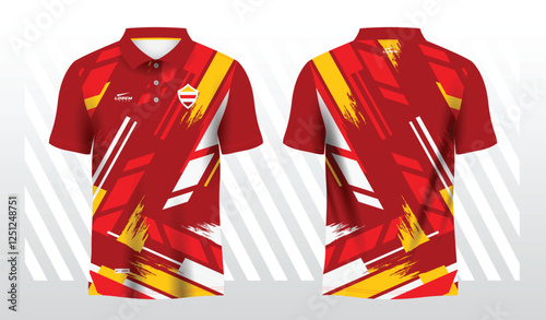 red and yellow polo sport shirt sublimation jersey template