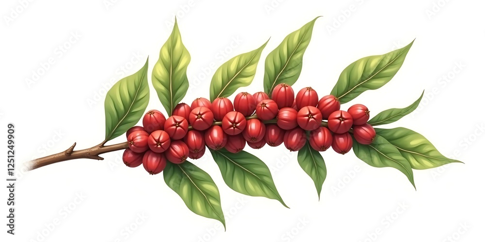 Obraz premium Vibrant Coffee Branch with Ripe Cherries