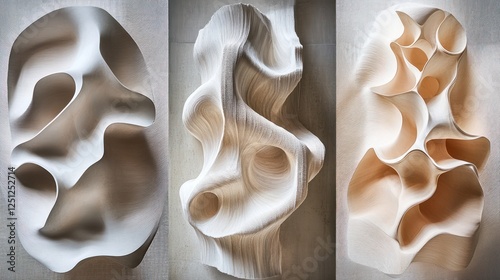 Fototapeta Naklejka Na Ścianę i Meble -  Abstract wood sculptures studio display (1)