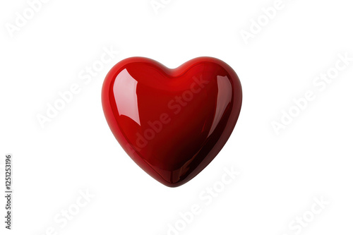 Glossy red heart representing love on transparent background