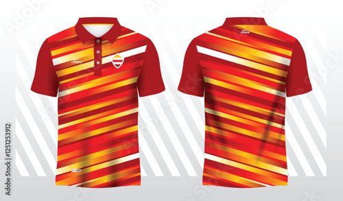 red and yellow polo sport shirt sublimation jersey template