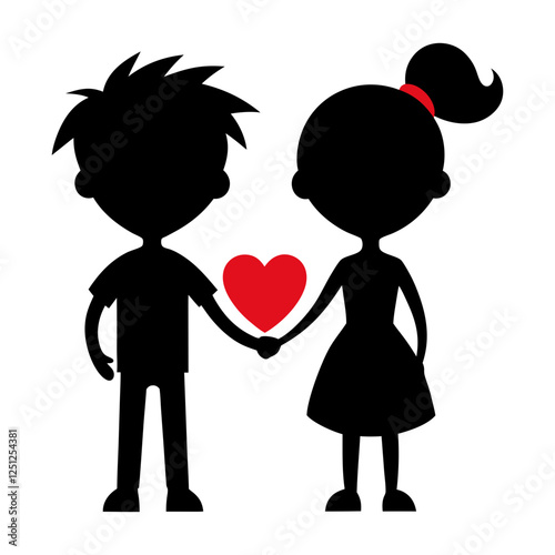 Cute couple vector silhouette