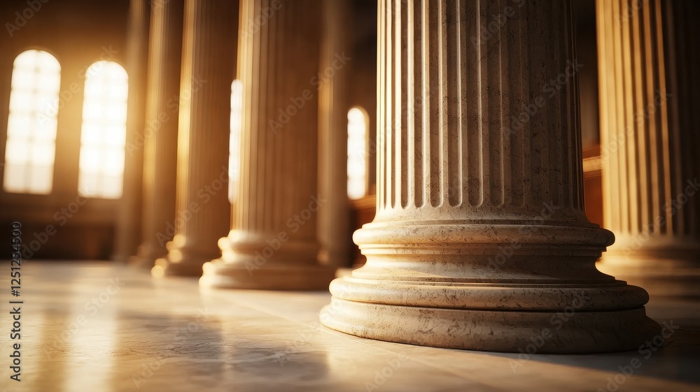 Government support. Elegant stone columns bathed in warm sunlight, showcasing architectural beauty and history. Government support. Elegant stone columns bathed in warm sunlight, showcasing architectural beauty and history.